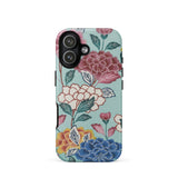 Tree Peonies Bingata Panel Phone Case Iphone 17 / Matte Floral Iphone Case Mint Green Background Vibrant Pink Bingata Panel Iphone,
