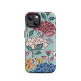 Tree Peonies Bingata Panel Phone Case Iphone 14 / Matte Smartphone Floral-patterned Case Bingata Panel Iphone, Okinawan Dye Traditions,