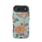 Tree Peonies & Peacocks Bingata Panel Phone Case Iphone 17 Air / Matte Floral-patterned Phone Case Mint Green Background Vibrant Yellow