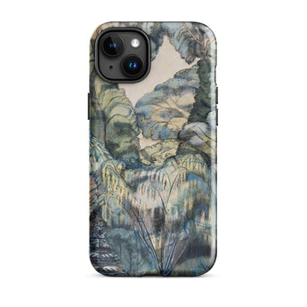 Trees in Bird Garden Iver Heath - Paul Nash Phone Case Iphone 15 Plus / Gloss Phone Case Detailed Painterly Landscape Design Muted Blues