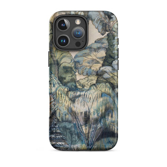 Trees in Bird Garden Iver Heath - Paul Nash Phone Case Iphone 16 Pro Max / Matte Phone Case Detailed Painterly Landscape Design Muted Blues