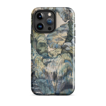 Trees in Bird Garden Iver Heath - Paul Nash Phone Case Iphone 15 Pro Max / Gloss Phone Case Detailed Painterly Landscape Design Muted Blues