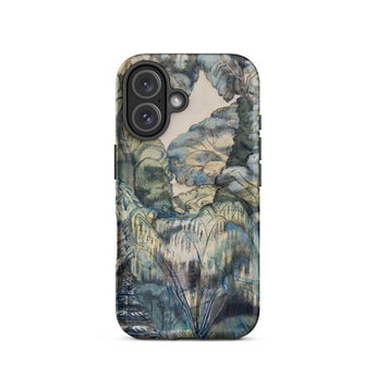 Trees in Bird Garden Iver Heath - Paul Nash Phone Case Iphone 16 / Matte Phone Case Detailed Painterly Landscape Design Muted Blues Nash’s