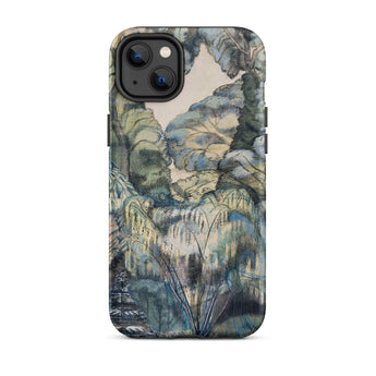 Trees in Bird Garden Iver Heath - Paul Nash Phone Case Iphone 14 Plus / Matte Phone Case Detailed Painterly Landscape Design Muted Greens
