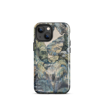 Trees in Bird Garden Iver Heath - Paul Nash Phone Case Iphone 13 Mini / Gloss Rugged Phone Case Detailed Painterly Landscape Design Muted