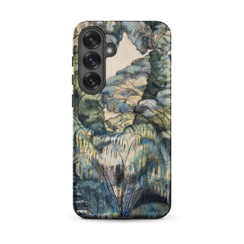 Trees in Bird Garden Iver Heath - Paul Nash Phone Case Mobile Cases Phone Case Detailed Painterly Landscape Design Muted Blues Nash’s Bird,