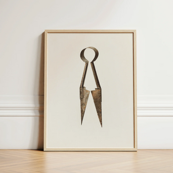 Trimming Shears - Harold Ballerd Farmhouse Art Print / Canvas Framed Vintage-style Metal Pair Scissors Antique, Agrarian Antiquity Prints