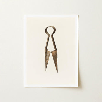 Trimming Shears - Harold Ballerd Farmhouse Art Print / Canvas Antique Bronze-colored Metal Tailor’s Circular Handle Pointed, Agrarian