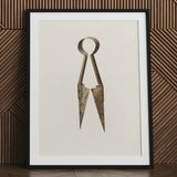 Trimming Shears - Harold Ballerd Farmhouse Art Print / Canvas Antique Brass-colored Metal Calipers Vintage Weathered Finish, Agrarian
