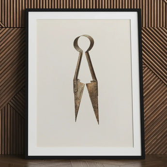 Trimming Shears - Harold Ballerd Farmhouse Art Print / Canvas Antique Brass-colored Metal Calipers Vintage Weathered Finish, Agrarian