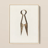 Trimming Shears - Harold Ballerd Farmhouse Art Print / Canvas Antique Bronze-colored Metal Compass Weathered Rustic Finish Pointed,