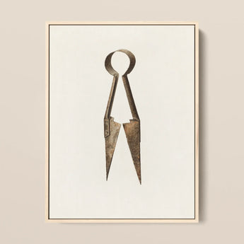 Trimming Shears - Harold Ballerd Farmhouse Art Print / Canvas Antique Bronze-colored Metal Compass Weathered Rustic Finish Pointed,