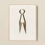 Trimming Shears - Harold Ballerd Farmhouse Art Print / Canvas Antique Bronze-colored Metal Compass Weathered Rustic Finish Pointed,