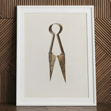 Trimming Shears - Harold Ballerd Farmhouse Art Print / Canvas Vintage Brass Pair Scissors Weathered Antique Finish Ornate, Agrarian