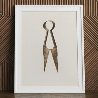 Trimming Shears - Harold Ballerd Farmhouse Art Print / Canvas Vintage Brass Pair Scissors Weathered Antique Finish Ornate, Agrarian