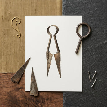 Trimming Shears - Harold Ballerd Farmhouse Art Print / Canvas Vintage-style Metal Compass Dark Weathered Finish Ornate Handle, Agrarian