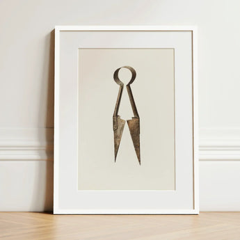 Trimming Shears - Harold Ballerd Farmhouse Art Print / Canvas Vintage-style Metal Pair Scissors Weathered Antique Bronze Finish, Agrarian