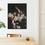 Trinity - Unholy Gay Saints Art Print / Canvas Black-framed Artwork Dramatic Baroque-style Scene Figures White Red, Stitching Prints