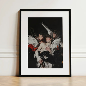 Trinity - Unholy Gay Saints Art Print / Canvas Black-framed Dramatic Dark-toned Painting Three Figures, Stitching Prints