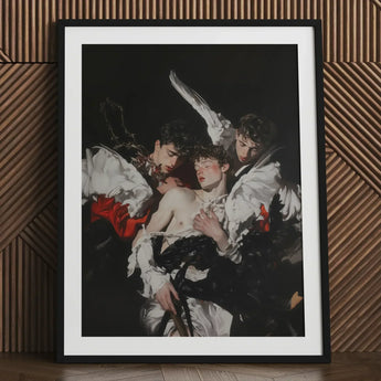Trinity - Unholy Gay Saints Art Print / Canvas Black-framed White Mat Dramatic Painting Three, Stitching Prints