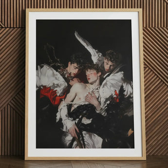Trinity - Unholy Gay Saints Art Print / Canvas Framed Dramatic Dark-toned Painting Three Figures, Stitching Prints