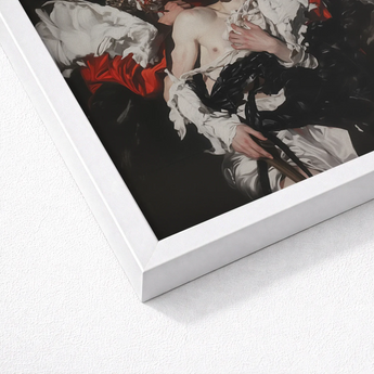 White-framed Print Dramatic Baroque Painting Rich Red Black Unholy Gay Saints, Art, Stitching