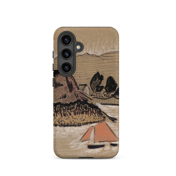 Trois Bateaux Sur Le Trieux - Paul Serusier Phone Case Samsung Galaxy S24 / Matte Beige Phone Case Stylized Landscape Painting Earthy Tones