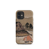 Trois Bateaux Sur Le Trieux - Paul Serusier Phone Case Iphone 12 Mini / Matte Beige Phone Case Stylized Landscape Illustration Brown Black