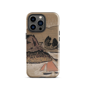 Trois Bateaux Sur Le Trieux - Paul Serusier Phone Case Iphone 13 Pro / Gloss Beige Phone Case Stylized Landscape Illustration Brown