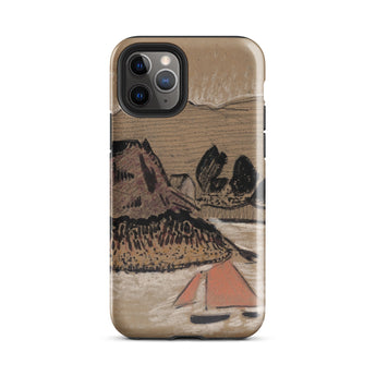 Trois Bateaux Sur Le Trieux - Paul Serusier Phone Case Iphone 11 Pro / Gloss Beige Phone Case Stylized Landscape Illustration Brown