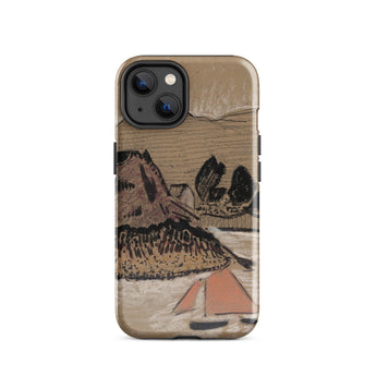 Trois Bateaux Sur Le Trieux - Paul Serusier Phone Case Iphone 14 / Gloss Beige Phone Case Textured Artistic Landscape Design Brown Paul
