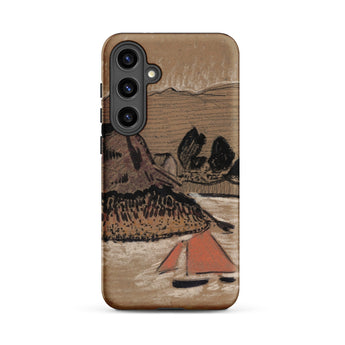 Trois Bateaux Sur Le Trieux - Paul Serusier Phone Case Samsung Galaxy S24 Plus / Matte Brown Phone Case Stylized Landscape Painting Orange