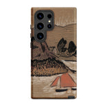 Trois Bateaux Sur Le Trieux - Paul Serusier Phone Case Samsung Galaxy S24 Ultra / Matte Brown Phone Case Textured Sketch-style Landscape