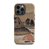 Trois Bateaux Sur Le Trieux - Paul Serusier Phone Case Iphone 13 Pro Max / Matte Tan Beige Phone Case Stylized Landscape Black Silhouettes