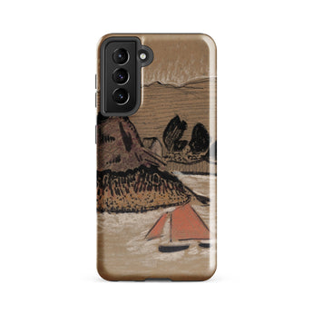 Trois Bateaux Sur Le Trieux - Paul Serusier Phone Case Samsung Galaxy S21 Fe / Gloss Tan Phone Case Stylized Landscape Painting Brown Hills