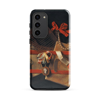 Tromp-l’oeil Still-life - Hoogstraeten Phone Case Samsung Galaxy S23 Plus / Gloss Black Phone Case Classical Life Painting Red Ribbons