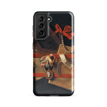 Tromp-l’oeil Still-life - Hoogstraeten Phone Case Samsung Galaxy S21 Fe / Gloss Black Phone Case Classical Life Painting Red Ribbons Samuel
