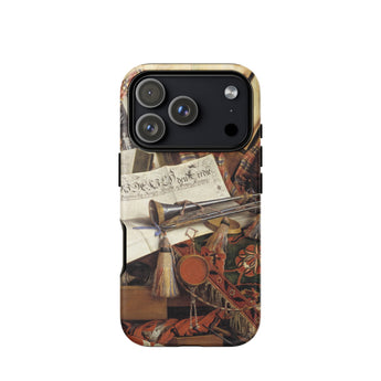 Trompe-l’oeil with Trumpet - Gijsbrechts Phone Case Iphone 17 Pro / Matte Gold-trimmed Vintage Design Floral Accents Cornelis Norbertus,