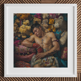 Völlig erledigt – Lowbrow Gaysian Circus Performer Kunstdruck / Leinwand, 12x12’’ / 31x31cm / Weißer Rahmen / Passepartout, Poster Drucke & Visuelles