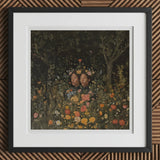 Tuned in - Black Transgender Twins Art Print / Canvas Black-framed Square Lush Colorful Floral Scene Girl Magic, Ethereal Twin, Prints