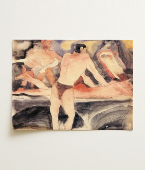 Watercolor Painting Paper Nude Figures Dynamic Poses Dark Turkish Bath, Art Print, Charles Demuth’s, Manhattan, Towels Drop Long, Demuth,