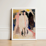 Turkish Bath - Charles Demuth Art Print / Canvas Framed Watercolor Painting Three Nude Figures Soft Pastel, Captures, Occupying, Presses