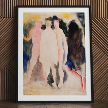 Turkish Bath - Charles Demuth Art Print / Canvas Framed Watercolor Painting Three Nude Figures Soft Pastel, Captures, Occupying, Presses