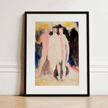 Turkish Bath - Charles Demuth Art Print / Canvas Framed Watercolor Painting Three Nude Figures Soft Pastel, Captures, Occupying, Presses
