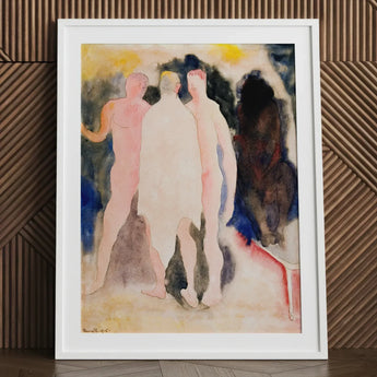 Turkish Bath - Charles Demuth Art Print / Canvas Framed Watercolor Painting Three Nude Figures Soft Pastel, Captures, Occupying, Presses