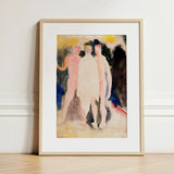 Turkish Bath - Charles Demuth Art Print / Canvas Watercolor Painting Light Wood Frame Three Nude Figures, Captures, Occupying, Presses