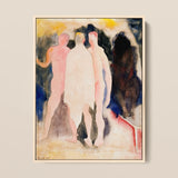 Turkish Bath - Charles Demuth Art Print / Canvas Watercolor Painting Three Nude Figures Soft Pastel Tones, Captures, Occupying, Presses