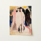 Turkish Bath - Charles Demuth Art Print / Canvas Watercolor Painting Three Nude Figures Soft Pink Beige, Captures, Occupying, Presses