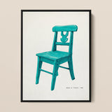 Turquoise Chair - Majel G. Claflin Decorative Art Print / Canvas, 12x16’’ / 31x41cm / Black Frame, Posters Prints & Visual Artwork, Toby
