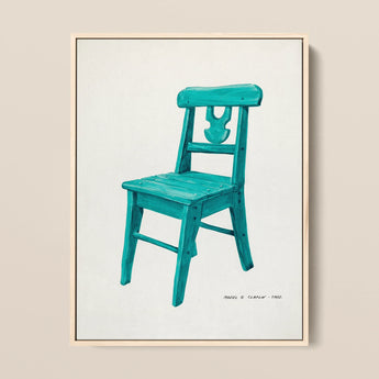 Turquoise Chair - Majel G. Claflin Decorative Art Print / Canvas, 12x16’’ / 31x41cm / Natural Frame, Posters Prints & Visual Artwork, Toby